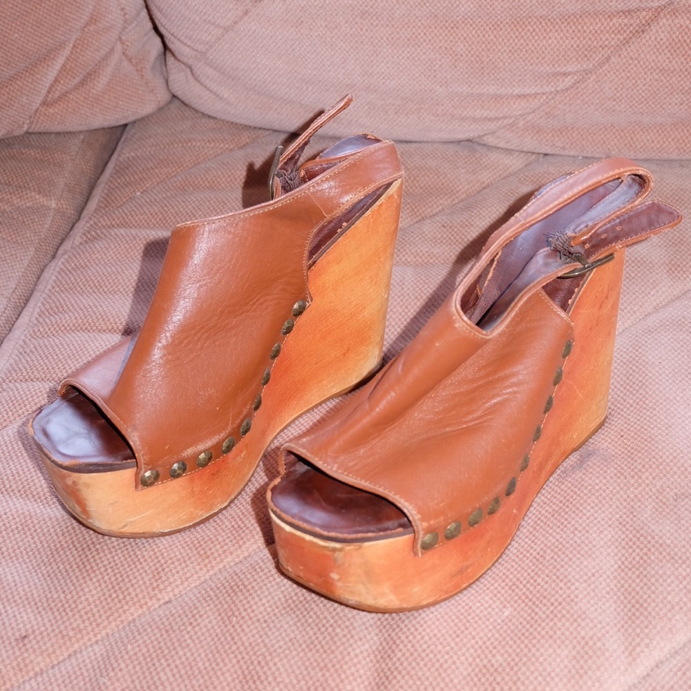 Jeffrey Campbell Wood Platform Leather Heels